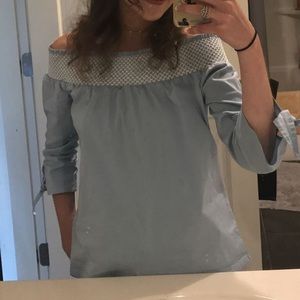 Blue Rain Off-The-Shoulder Top